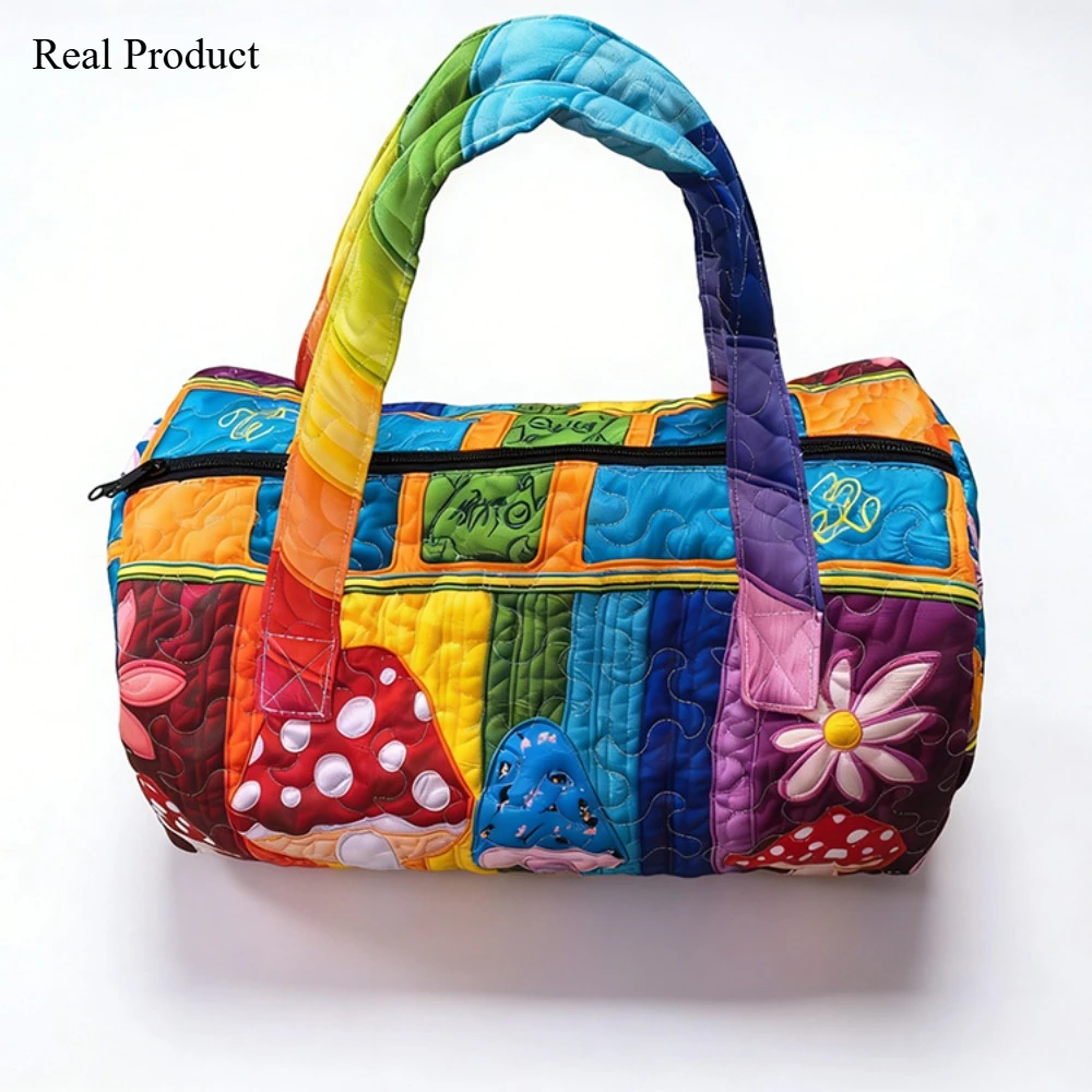 Borsa Trapuntata Grande per Uomo e Donna, Borsa a Tracolla Boho Chic, Borsa da Spiaggia con Stampa Paisley Unica, Spaziosa Borsa da Viaggio - immagine 6