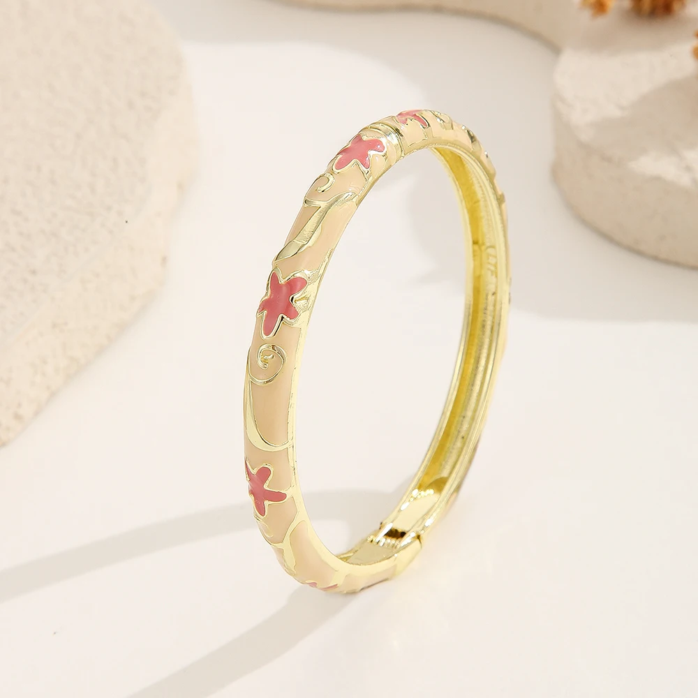 Fashion style gold plated star pattern enamel cloisonne bracelet bangle jewelry gift item for girls women 4