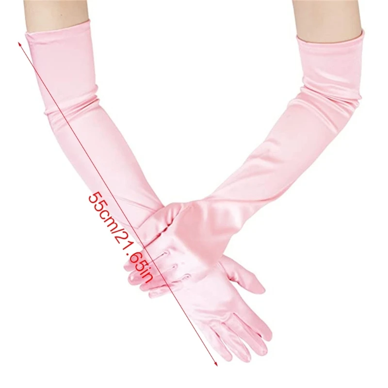 Guanti lunghi in raso, guanti da sera per donne e ragazze, per travestimenti Opera anni '20, guanti in velluto per matrimoni, balli scolastici, feste, accessori per costumi, 53,3 cm, nero/bianco/rosso