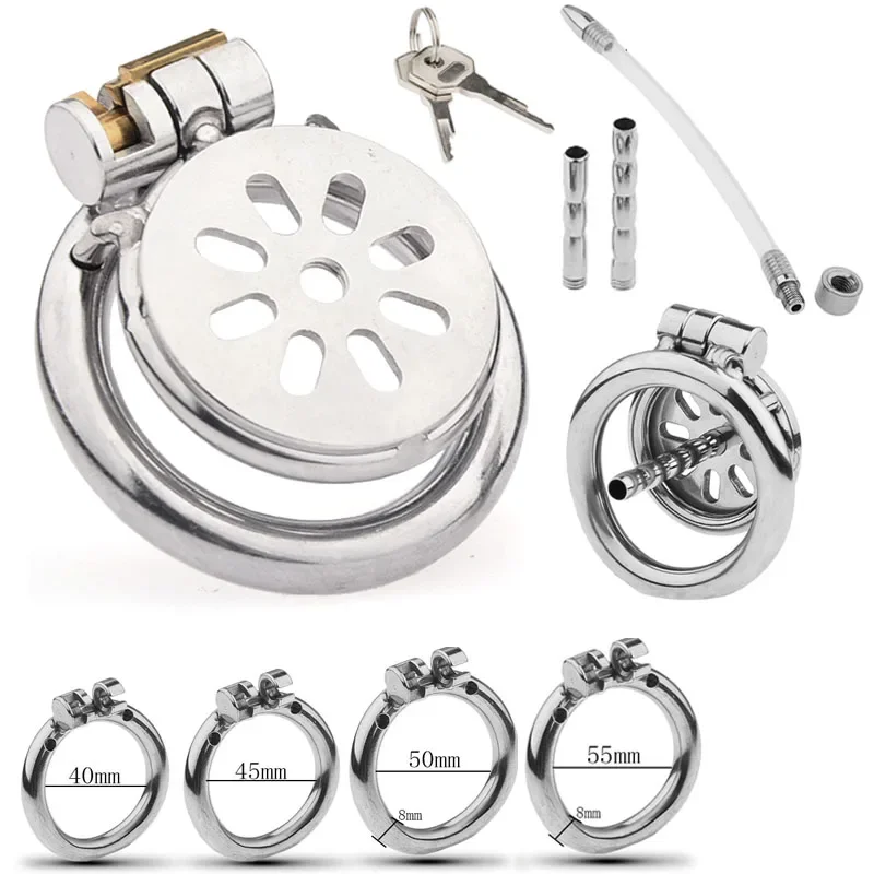 Penis Chastity Cage Male Super Mini Chastity Cage Stainless Steel Chastity Device Penis Cage Cock Ring With Lock Sex Toys For Men BDSM Sissy