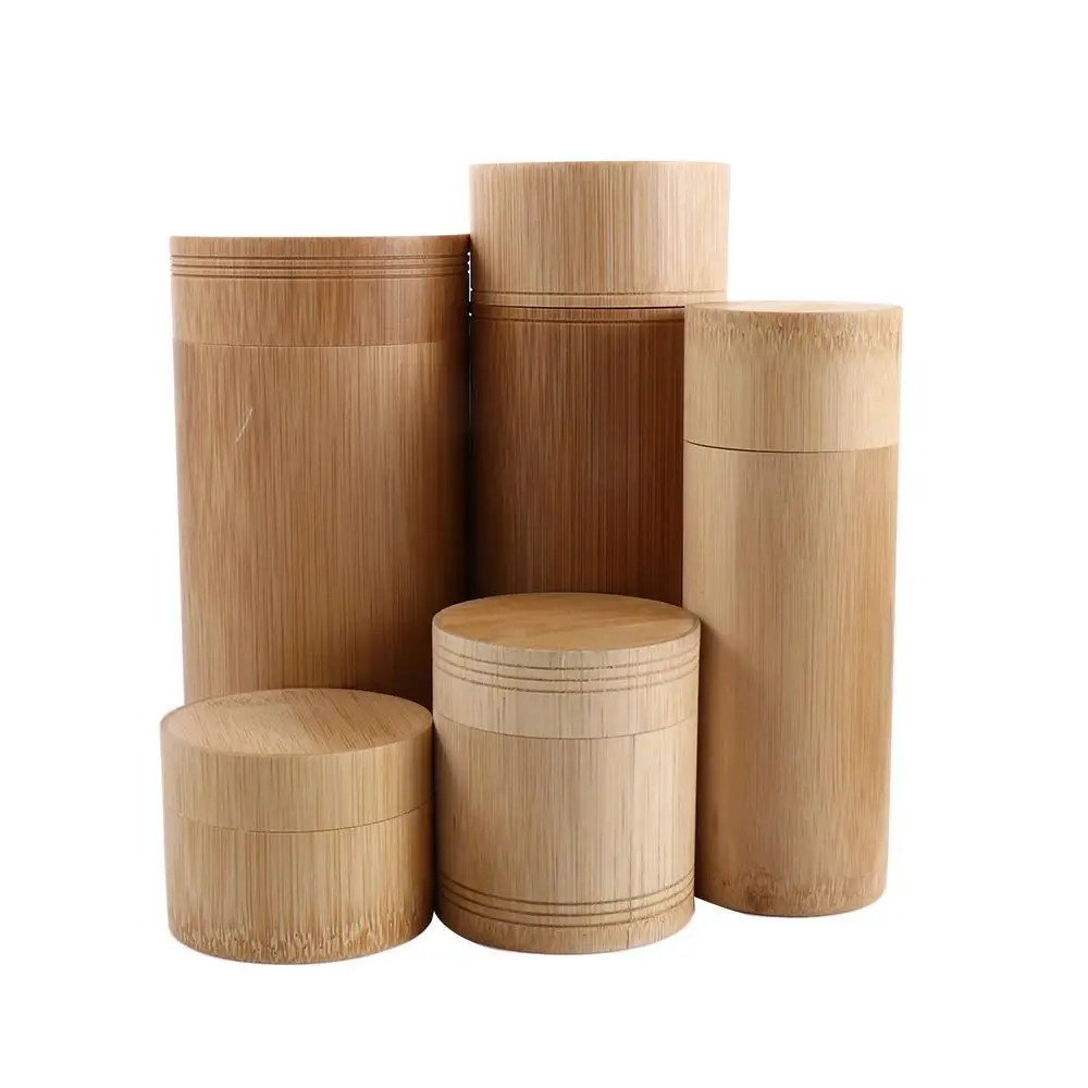 Eco-friendly Natural Jar With Lid Handmade Bamboo Tea Canister Organizer Storage Box Container,tea tin box,tea canister,airtight container