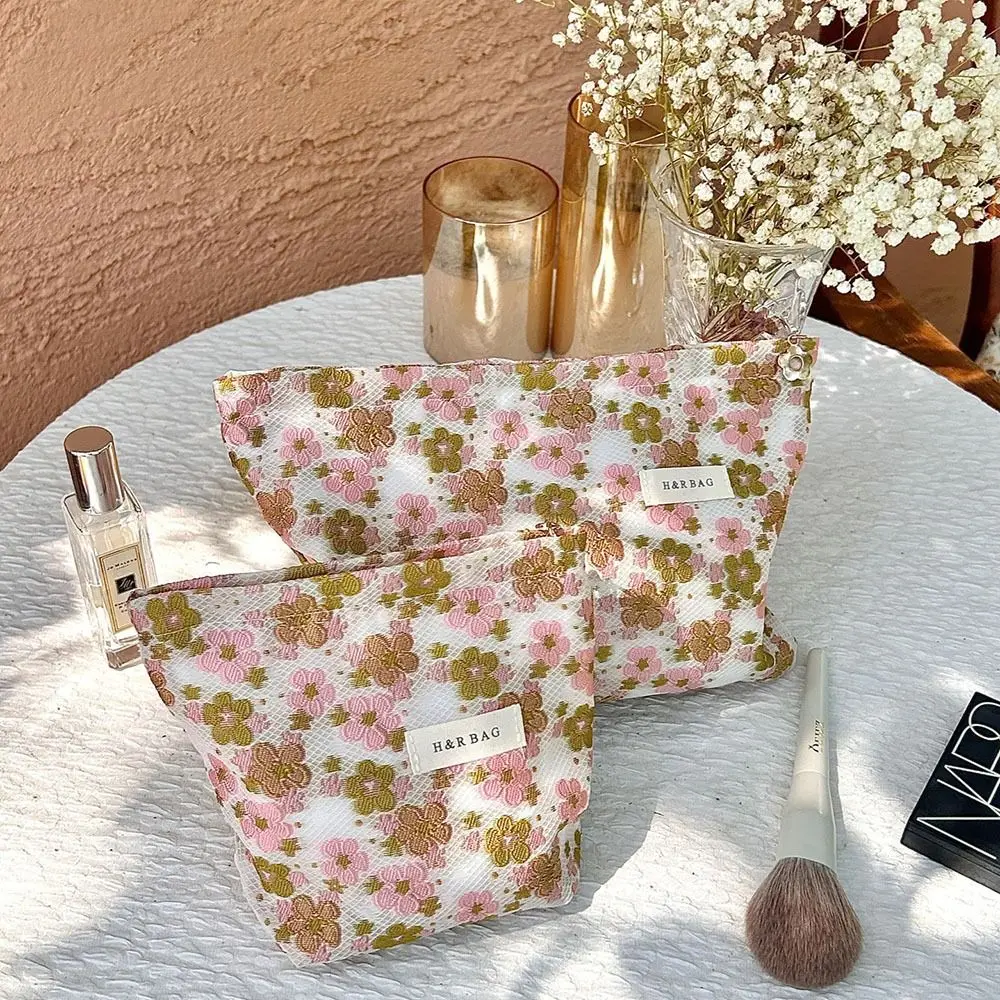 

Portable Makeup Bag Multi-Functional Printed Flower Storage Organizer Handle Large-Capacity Cosmetics Storage Box Household