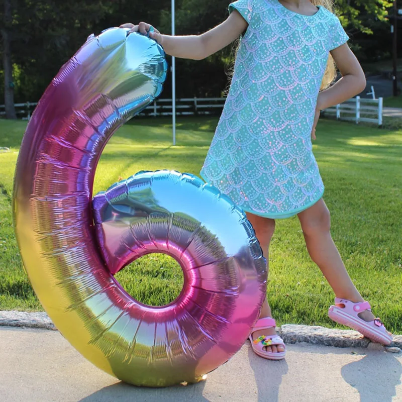 Rainbow Gradient Number Foil Balloon for Celebrations – 32-Inch
