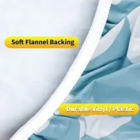 Fitted Round Plastic Vinyl Table Cloth Flannel Backing Elastic Edge Waterproof Table Protector for Dining Room Table Cover 2