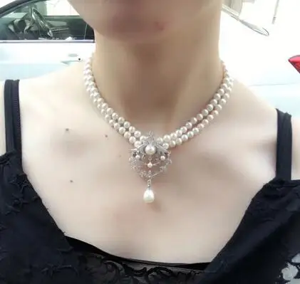 

Hot sell natural white 6-7mm near round micro-defect freshwater pearl short style necklace fashion jewelry