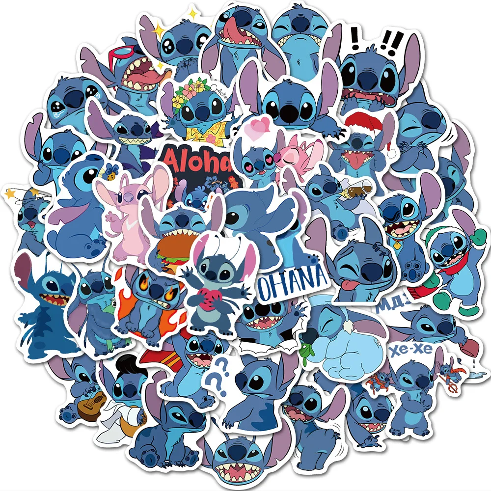 10/30/50pcs Disney Cute Cartoon Stitch Stickers Decal Kid Toy Luggage Skateboard Scrapbook Laptop Diary Phone Car Funny Sticker