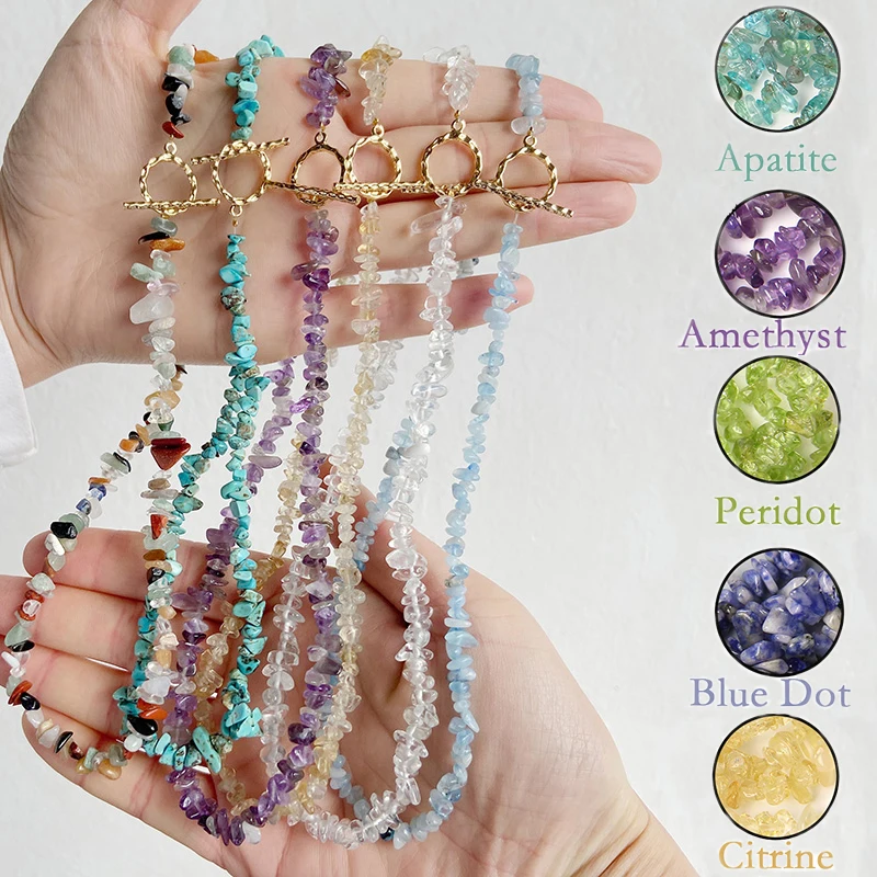 Fashion Necklace Healing Bohemian Gem Gravel Natural Semi-precious Stone Necklace Women's Fashion Necklace Jewelry Collares Para Mujer Female