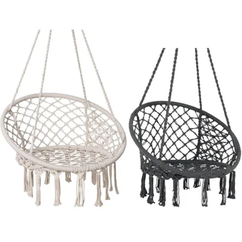 Sedia a dondolo da esterno in macramè sedia a dondolo sedia a dondolo in corda intrecciata a mano sedia a dondolo Y- Stop per camera da letto di casa Patio Deck Garden Indoor