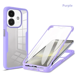 Ultimate Full Body Shockproof Protective Case - Clear Cover for OPPO A3x 4G (PURPLE)