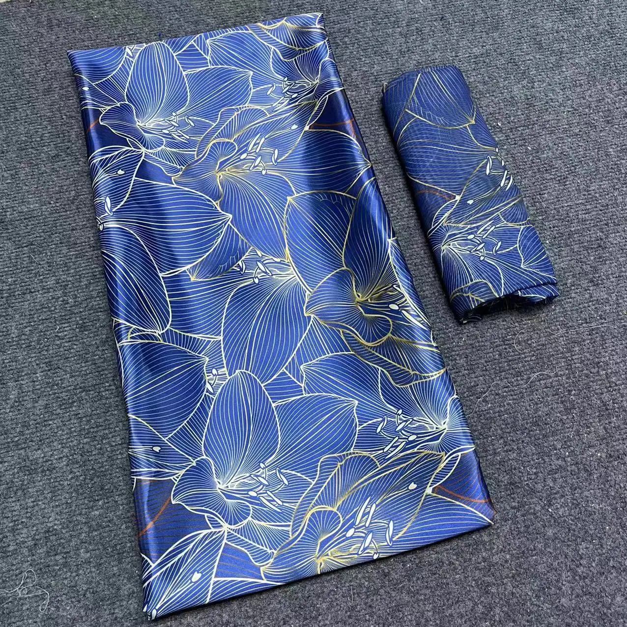 

4+2Yards African Digital Printing Imitation Silk Fabric Soft Chiffon Fabric Set Ankara Design Silk Material Ghana Style b38-6