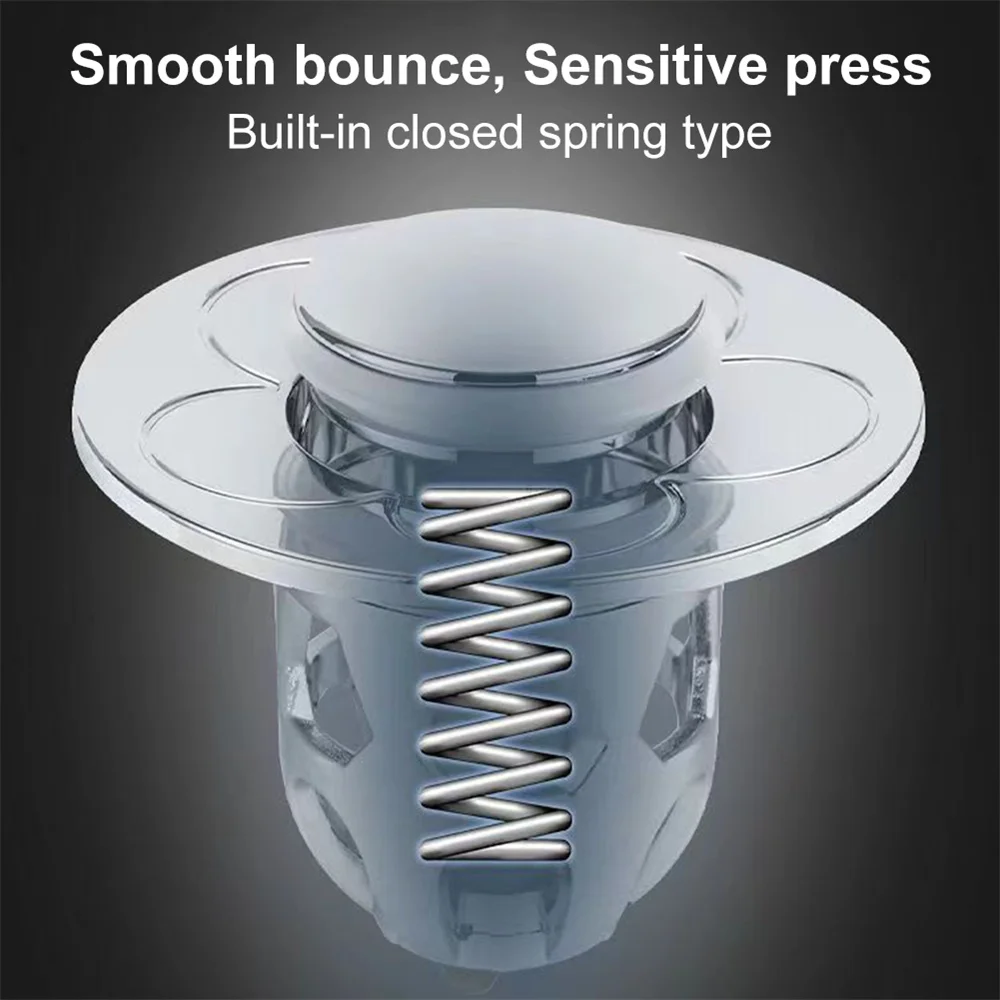 Description Picture 4 of itemUniversal Stainless Steel Pop-Up Bounce Core Basin Drain Filter Hair Catcher Shower Sink Strainer Bath Stopper Bathroom Tool