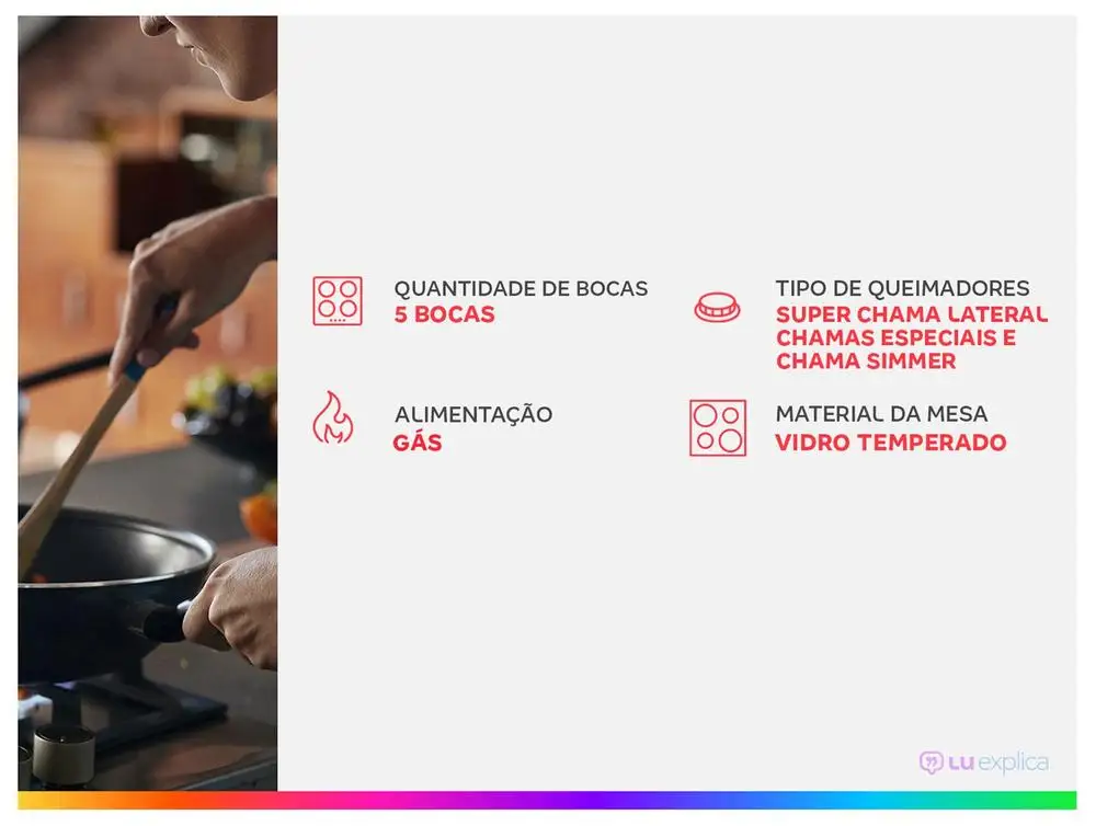 Cooktop 5 Bocas a Gás Brastemp GLP Preto Superautomático BDS85AE - Bivolt 2