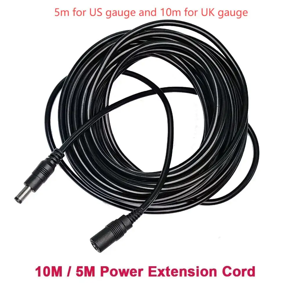 Power Adapter 10M/ 5M 5.5mm*2.1mm DC Connector Extension Cord Jack Lead Cable DC Female Male External Plug