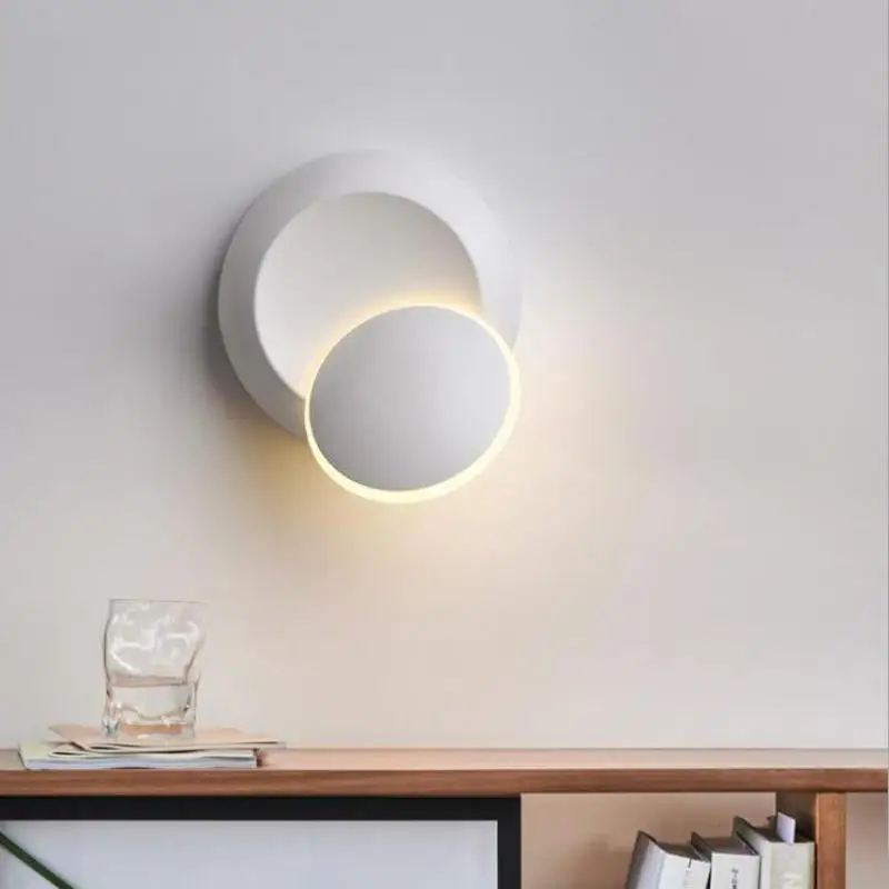 

Bedside Eclipse Wall Lamp 360 Rotating Black White Decorative Led Mirror Light Living Room Led Wall Light Indoor Lighting