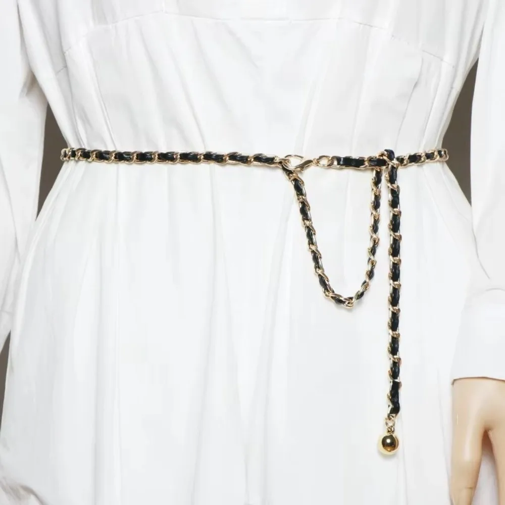 Lange dünne Quaste Taille Kette Gürtel Ball Herz verstellbare Taille Link Metall Dame Kleid Mantel Dekoration Riemen Gürtel für Frauen – Detail 7