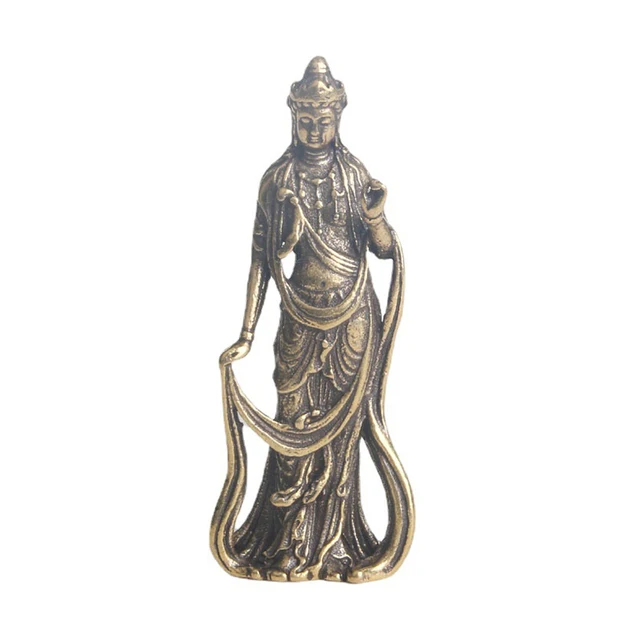 1Pc 新しい収集可能な中国風の真鍮彫刻観音観音仏絶妙な小さな