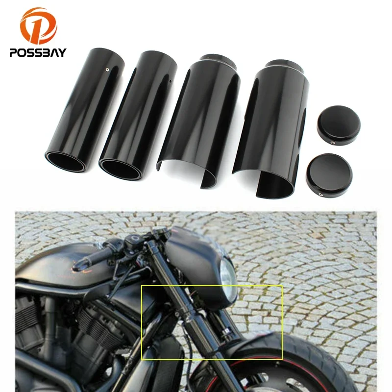 

Motorcycle Full Fork Cover Set for Harley Davidson Dyna 2006-2017 Front Fork Tube Cap Boot Covers Black Aluminum Accessories