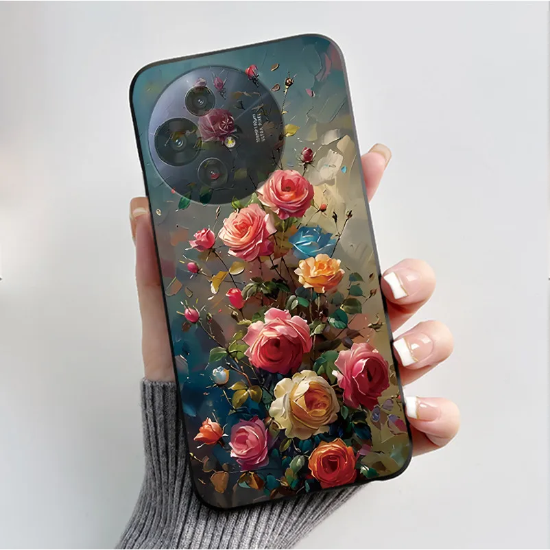 Soft Silicone Black Shell Cover with Cute Flower Design