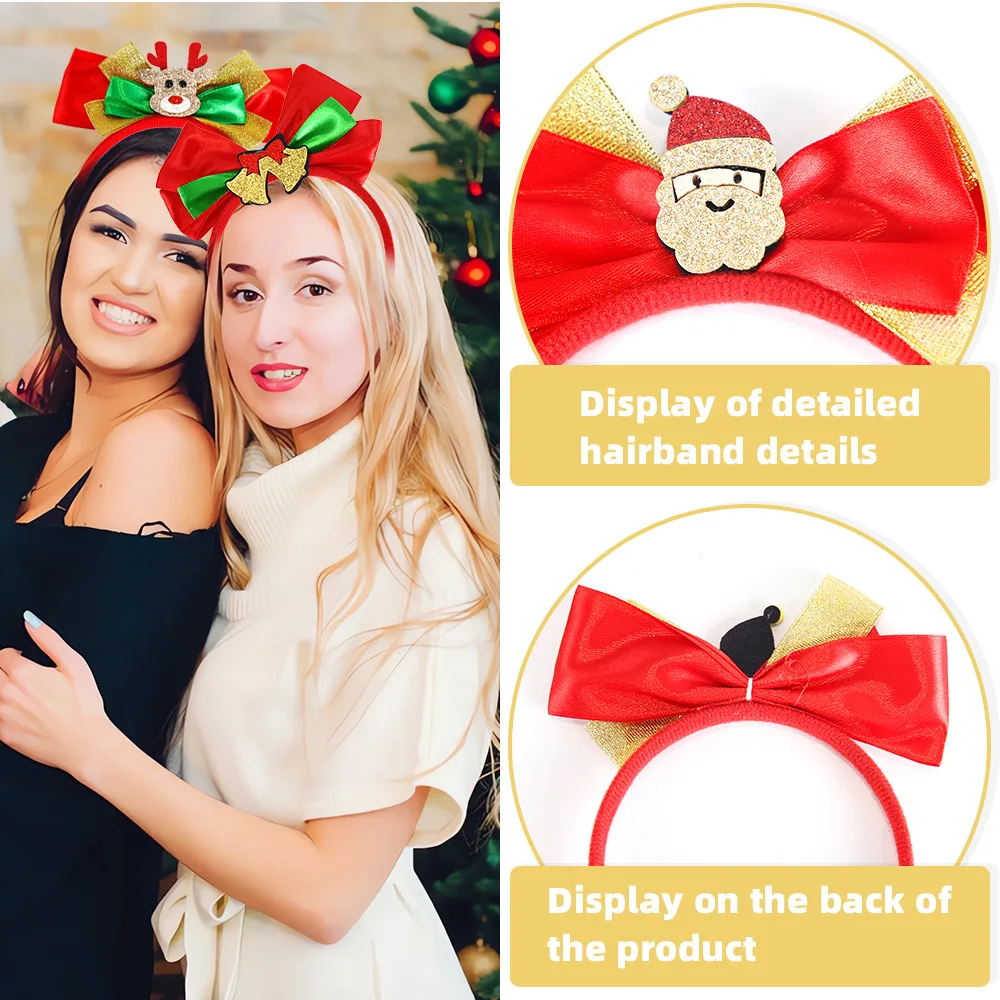 Christmas Decorations, Christmas Party Headbands, Santa Claus, Elk, Bell Headbands, Bow Headbands