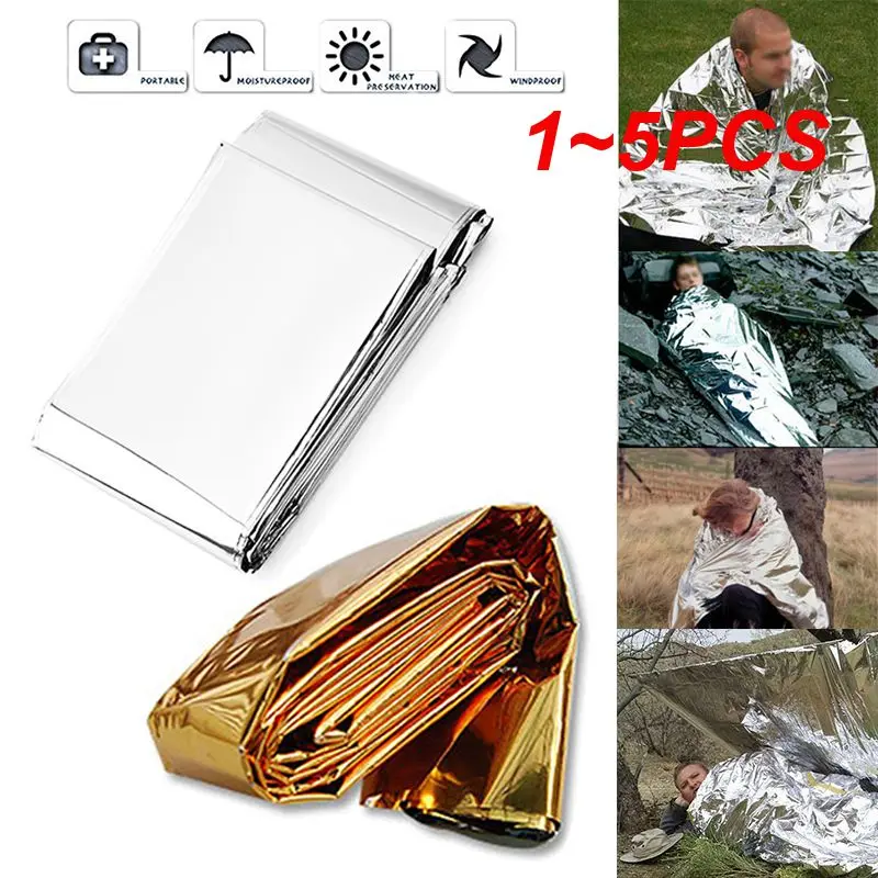

1 ~ 5 шт. аварийное изоляционное одеяло для выживания на открытом воздухе первой помощи военный комплект ветрозащитная фольга теплое одеяло для кемпинга