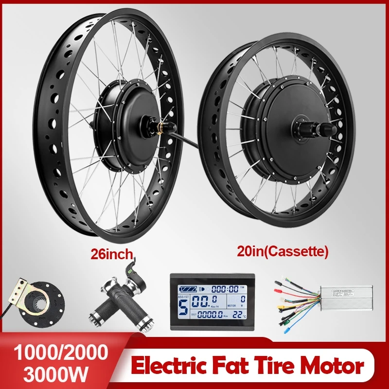

Fatbike Rear Motor Wheel Electric Snow Bike Conversion Kit 72V 3000W 48V 2000W 1500W Brushless Gearless Motor