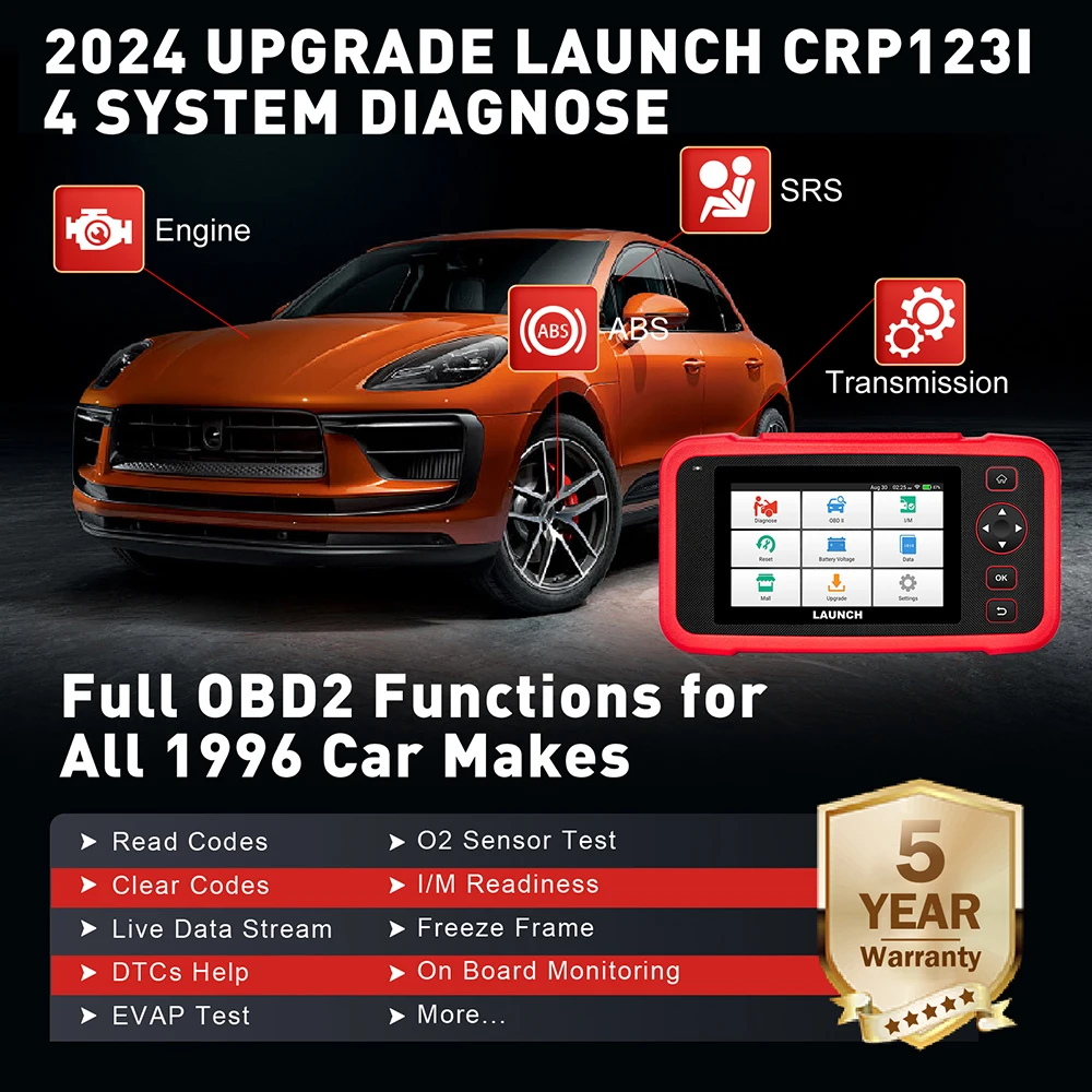 LAUNCH X431 CRP129I V2.0 자동차 스캐너, Eng SRS ABS 변속기 시스템 진단 도구, 11 개 언어, 12 개 재설정, 무료 업데이트 스캔