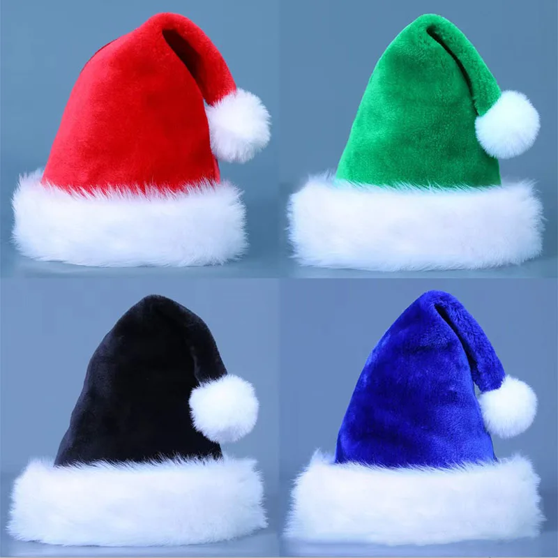 

Xixihaha Christmas Decoration Red Blue Green Black Santa Hat Parent-Kids Merry Christmas Plush Hat Xmas Ornaments Happy New Year