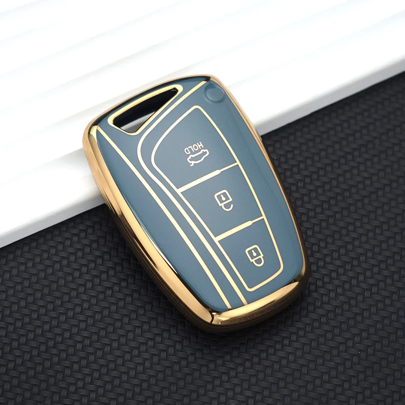 TPU Remote Key Case Cover Holder Fob For Hyundai Grandeur HG Sedan Santa Fe 3DM Grand SantaFe 2018 IX45 EQUUS Azera Genesis G80 images - 6