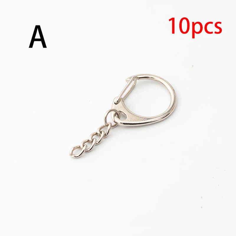 

10PC Climbing Buckles Carabiner Split Rings Keyfob Lobster Clasp Key Pendant Chains D Shaped Keychain Metal Blank Keyring DIY