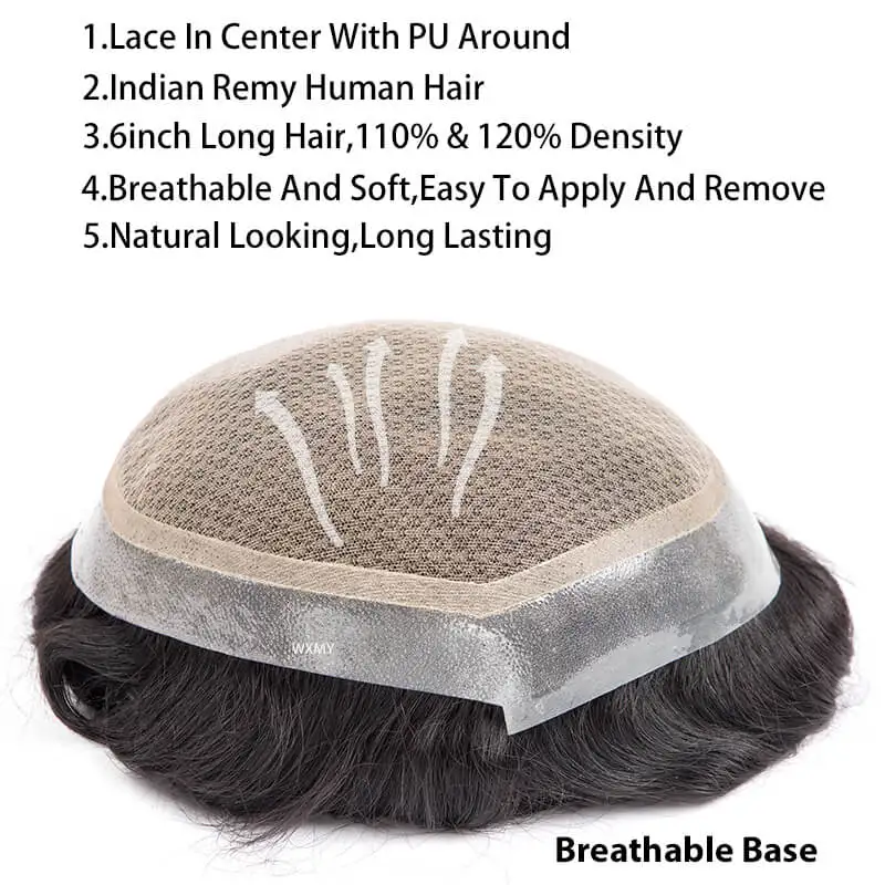 Toupee Man Wig Australia-Double Layers Lace PU Base Male Hair Prosthesis Human Hair Replacement System human hair toupee