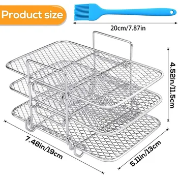 Air Fryer Rack Compatible for Ninja Foody Dual Air Fryer Stand 304 Stainless Steel Dehydrator Rack 3-Layer Dehydrator