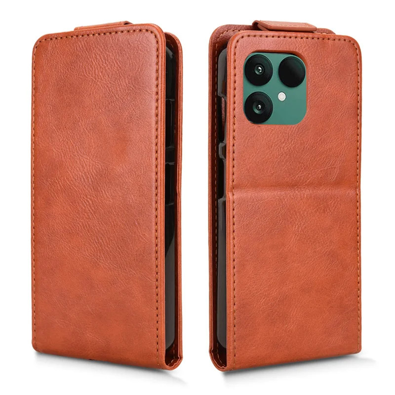 Anti-Fall Flip Vertical Case - Retro Skin-Friendly Full Cover with Card Holder