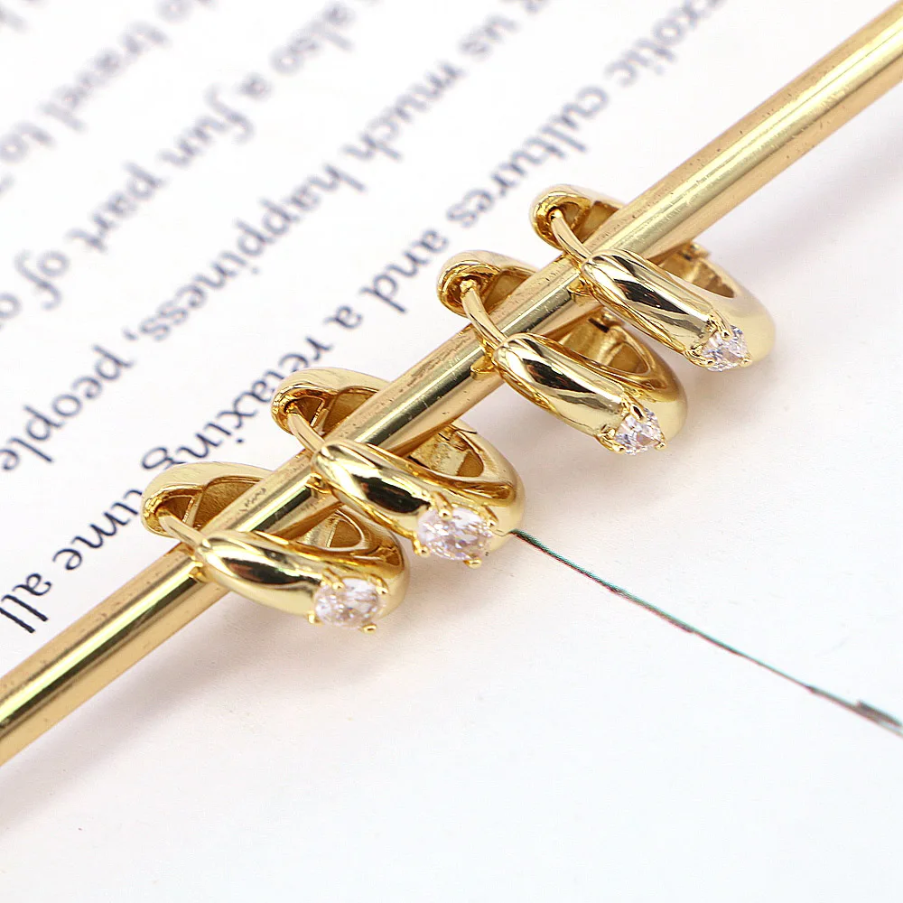 

5 Pairs, Fashion Cubic Zircon Gold Color Small Hoop Earrings Minimalist Circle Hoops Women's Earrings For Women Man Jewelry