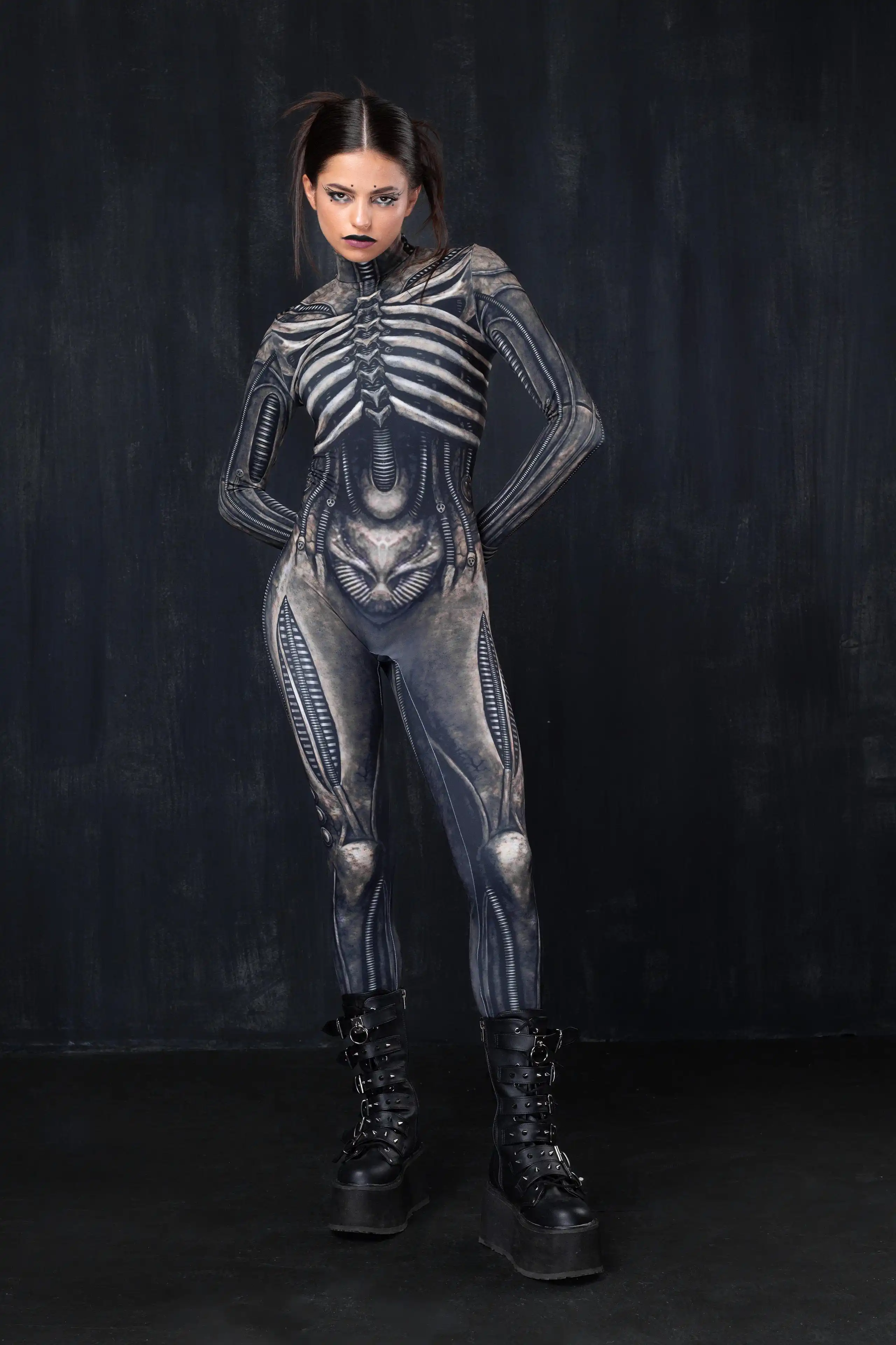 Catsuit Cosplay Costume Women Men Zentai 3D Bodysuit Halloween Skeleton