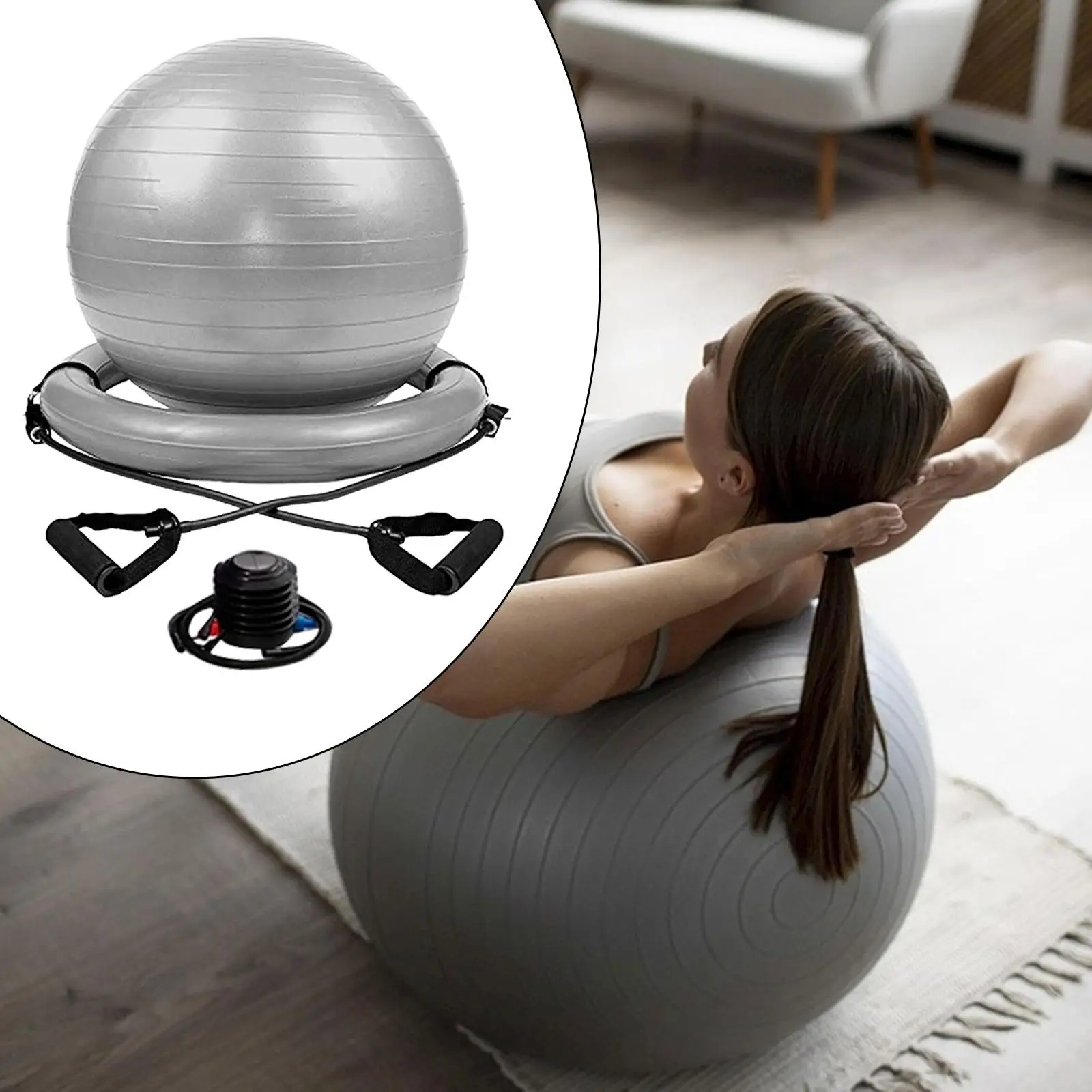 Yoga Ball Chair Kit, with Inflatable Ring Base, Portable Fitness Ball,Exercise Pilates Ball for Practical,Gym,Yoga Enthusiast
