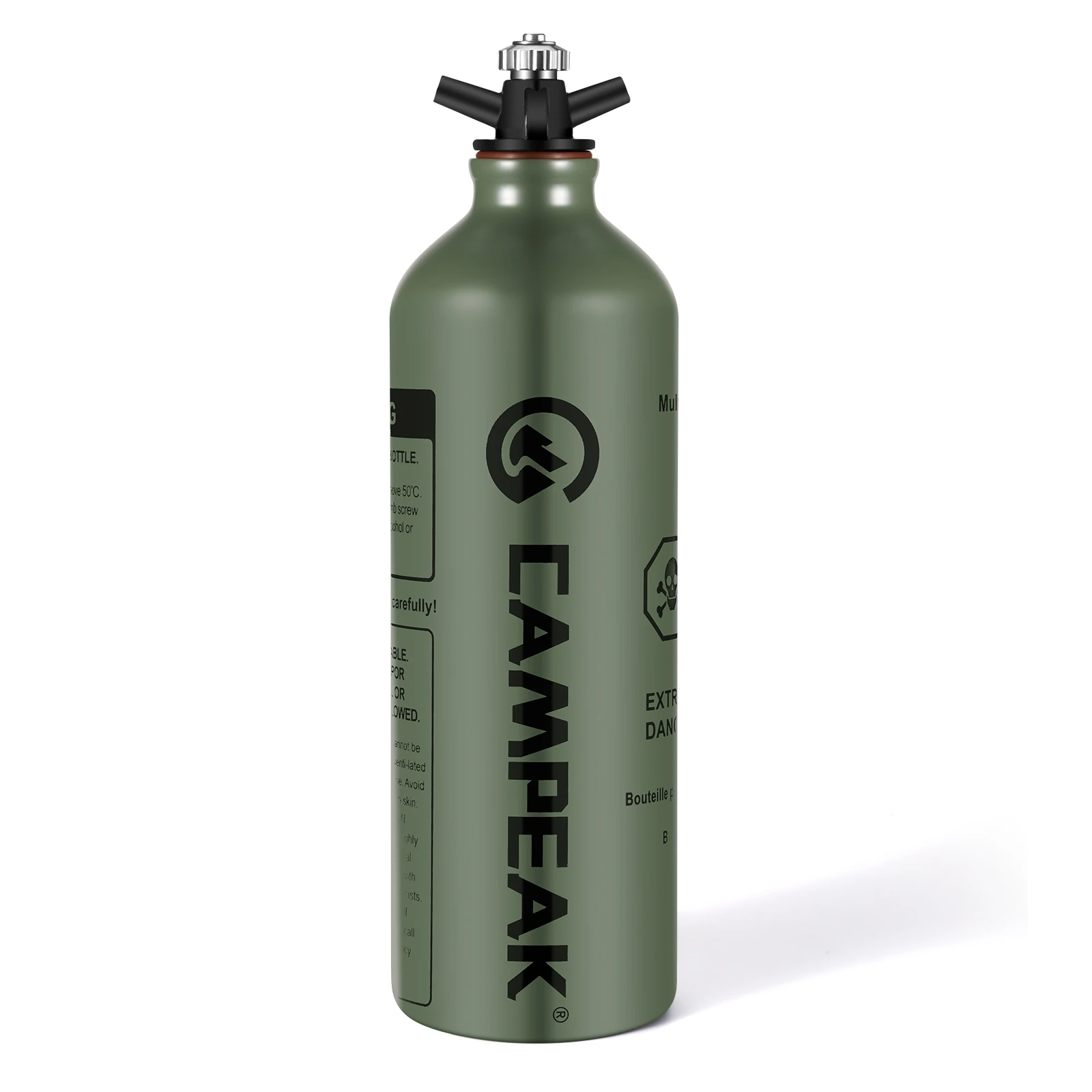 CAMPEAK Portable Aluminum liquid Fuel Bottle Aluminum Gasoline Kerosene Alcohol Spare Storage Can 1L