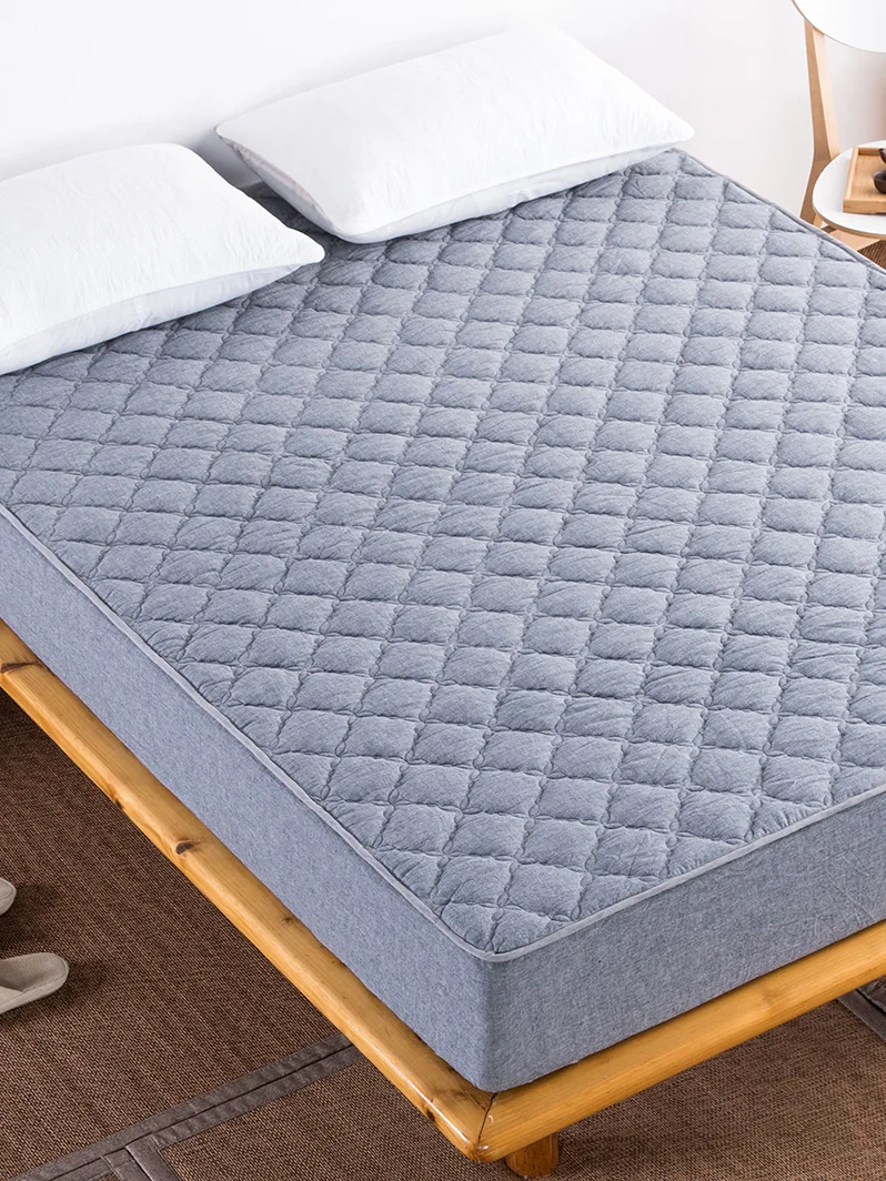 Liangpin Washed Cotton Fitted Sheet One-Piece Pure Cotton Thick Quilted Bedspread Mattress Cover Non-Slip Fixed Mattress