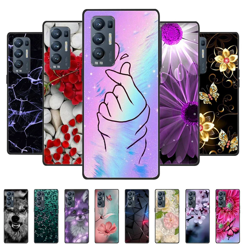 Per Oppo Find X3 Neo Case Cover Nera Lion Wolf Custodie Posteriori Morbide In Silicone Per Oppo Find X3 Lite Custodia Per Telefono Reno 5 Pro Plus 5G