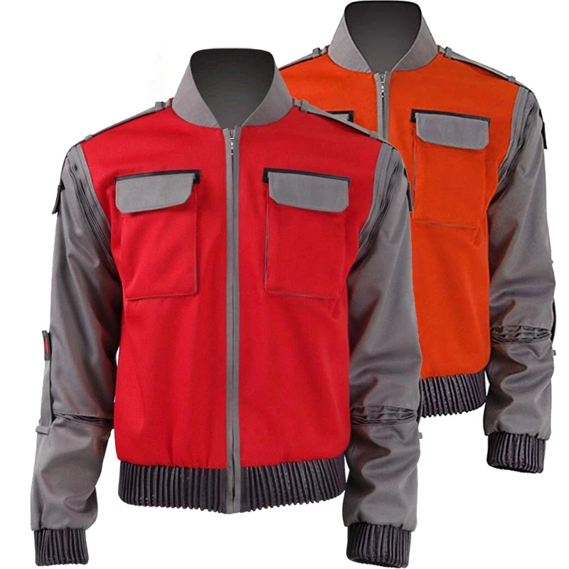 Di alta qualità di Back To The Future Cosplay Costume Jr Marlene Seamus Marty Mcfly Giacca Arancione Outwear Cappotto Ordine Qualsiasi formato