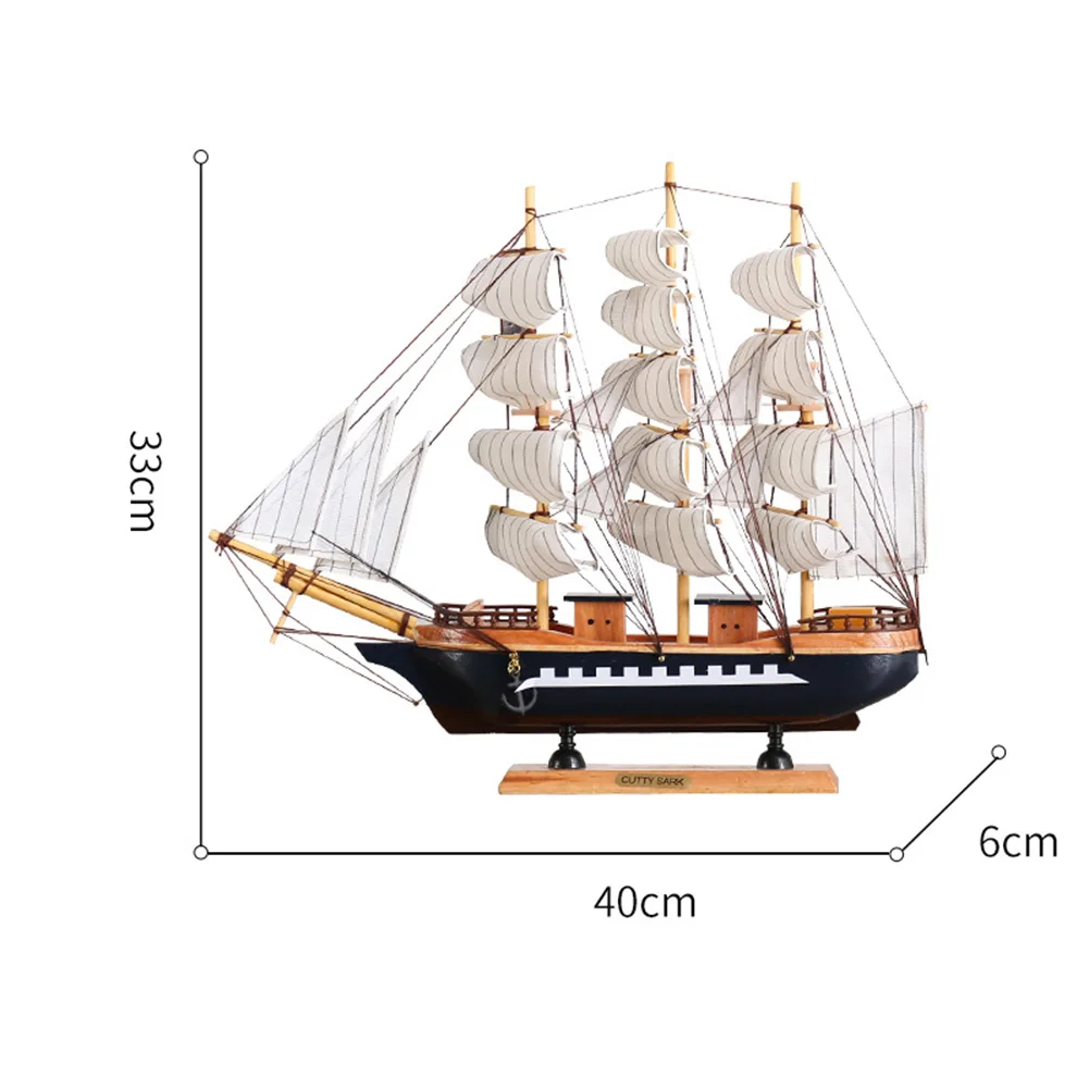 Desktop Sailboat Decoration Wood Nautical Sailing Boat Table Ornament With Light String Sailboat Model Ornament For Home Office
