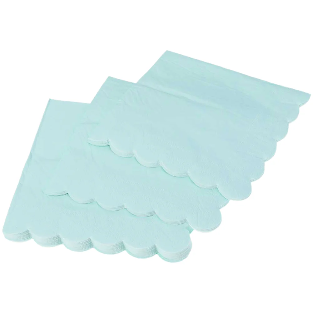 16 Pcs Wave Napkins 33cm Mint Paper Party Disposable Decorative Table Banquet Hotel Stylish Elegant Festive Atmosphere