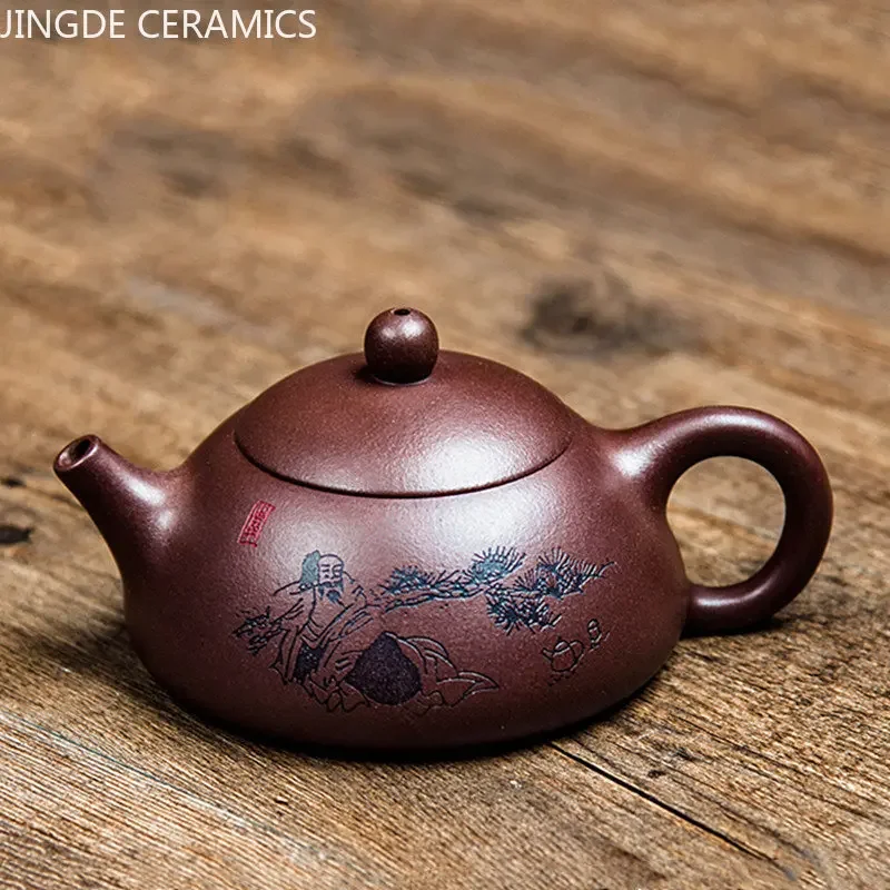 Master Handmade Yixing Purple Clay Teiere Raw Ore Zhu Mud Stone Scoop Tea Pot Ball Hole Filter Bollitore Zisha Tea Set Accessori