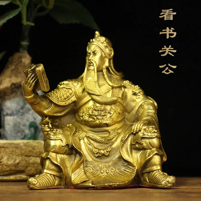 

Pure copper Guan Gong Guan Er Ye reads a book Guan Gong reads Feng Shui at night in the Spring and Autumn Period.