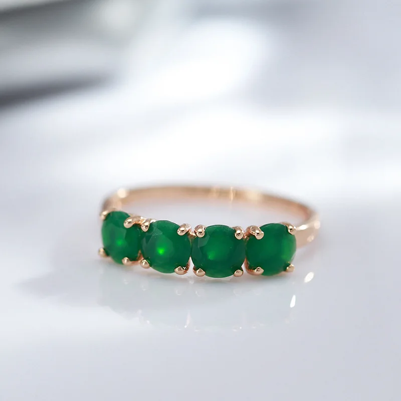 100% 18K rose Gold Ring for Women Natural emerald gemstone Jewelry Anillos De Bizuteria Anillos Mujer Gemstone gold Rings Box 4