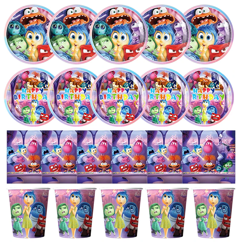 Disney Inside Out 2 Birthday Party Decoration Inside Out Happy Birthday Paper Plates Napkins Cup Balloon Backdrop Kids Gifts birthday party decoration