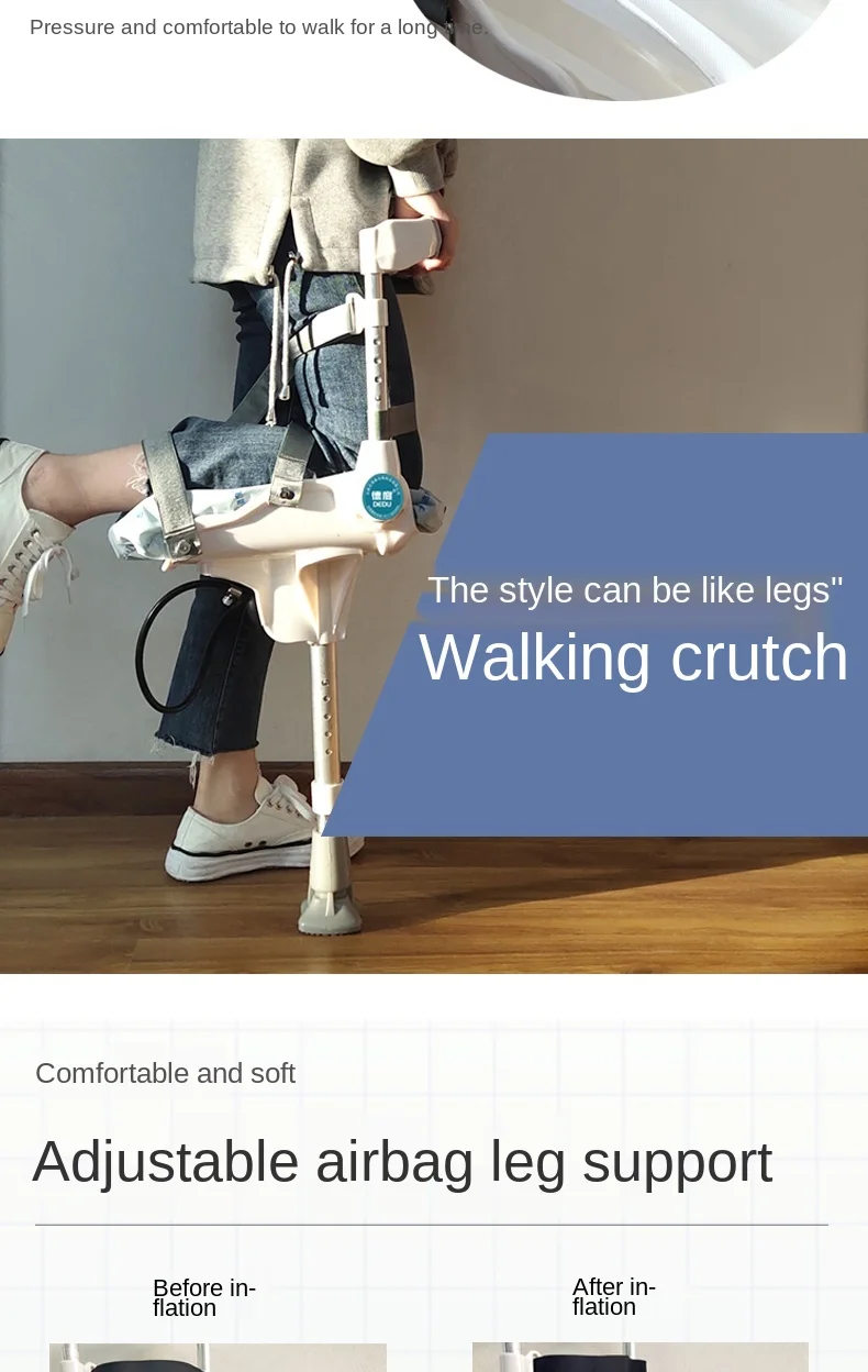 Walking Aid With Retractable Crutch Support For Knee Joint Crutch FractureRehabilitation Training For Leg And Knee Injury Patien