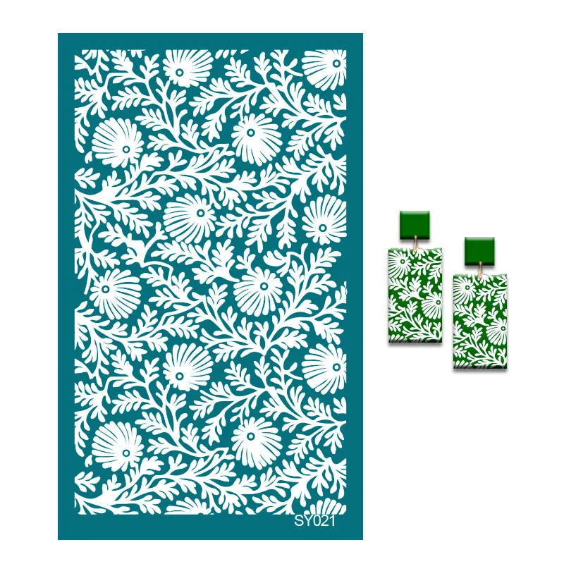 Silk Screen Stencils SNASAN Mesh Transfer Printing Tools Tulip Cat For DIY Painting Stencil Polymer Clay Earrings Jewelry Making