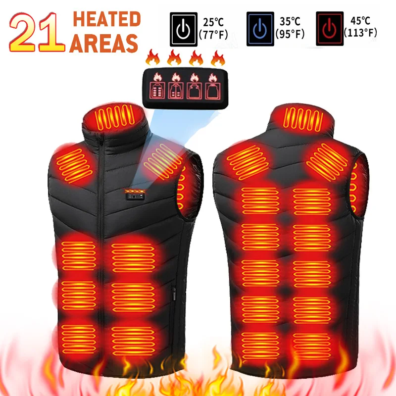

21 Areas Heated Vest Men Women Usb Heated Jacket Heating Vest Thermal Clothing Hunting Vest Winter Heating Jacket M-6XL