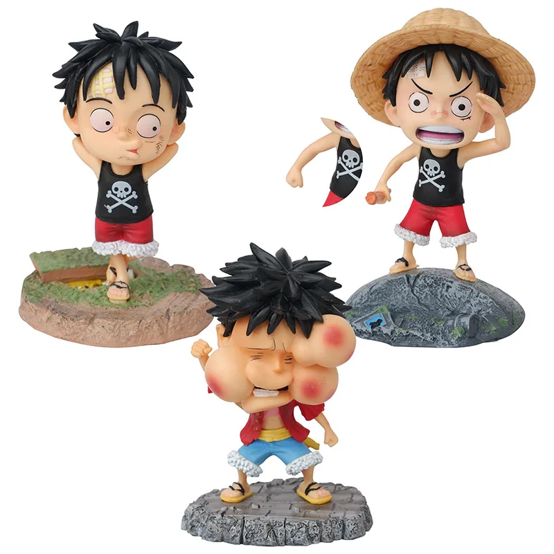 One Piece Figure Rufy Funny Fat Face Pvc Action Figures Op Rufy Model Toys