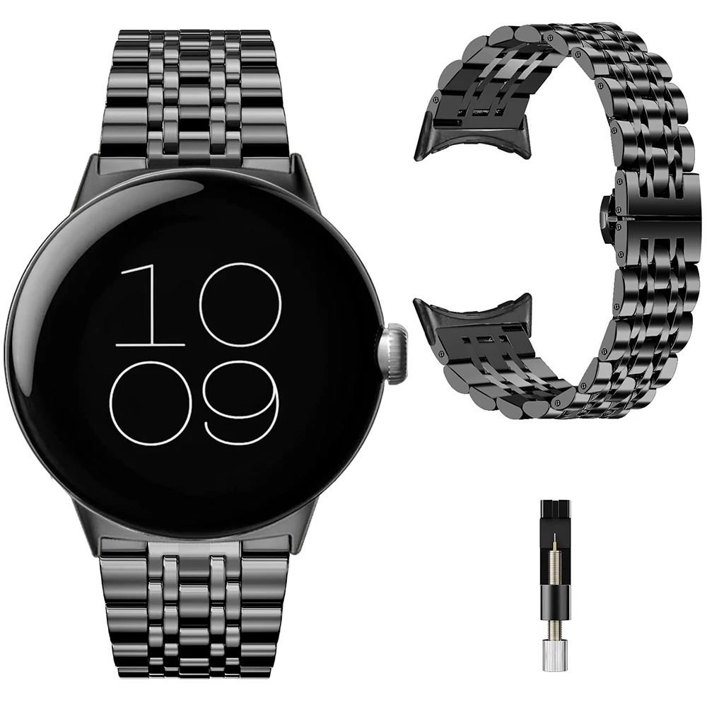 Sleek Adjustable Stainless Steel Metal Watch Strap